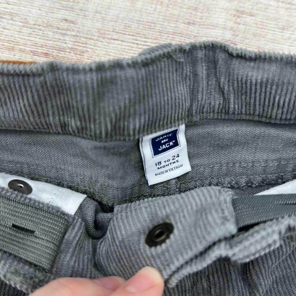 Janie and Jack Adjustable Waist Grey Corduroy Pants Sz 18-24 Months - Picture 3 of 5
